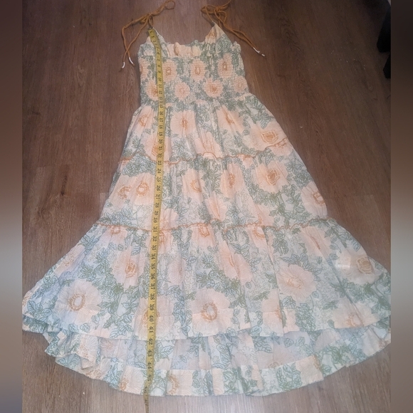 Free People Adriel Tie Strap Tiered Midi Dress sz LRG in Ivory Combo💲ON SALE💲 - Picture 7 of 16